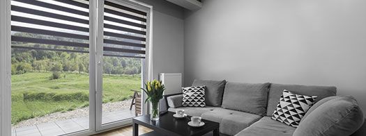 Shutter blinds installed in a living room