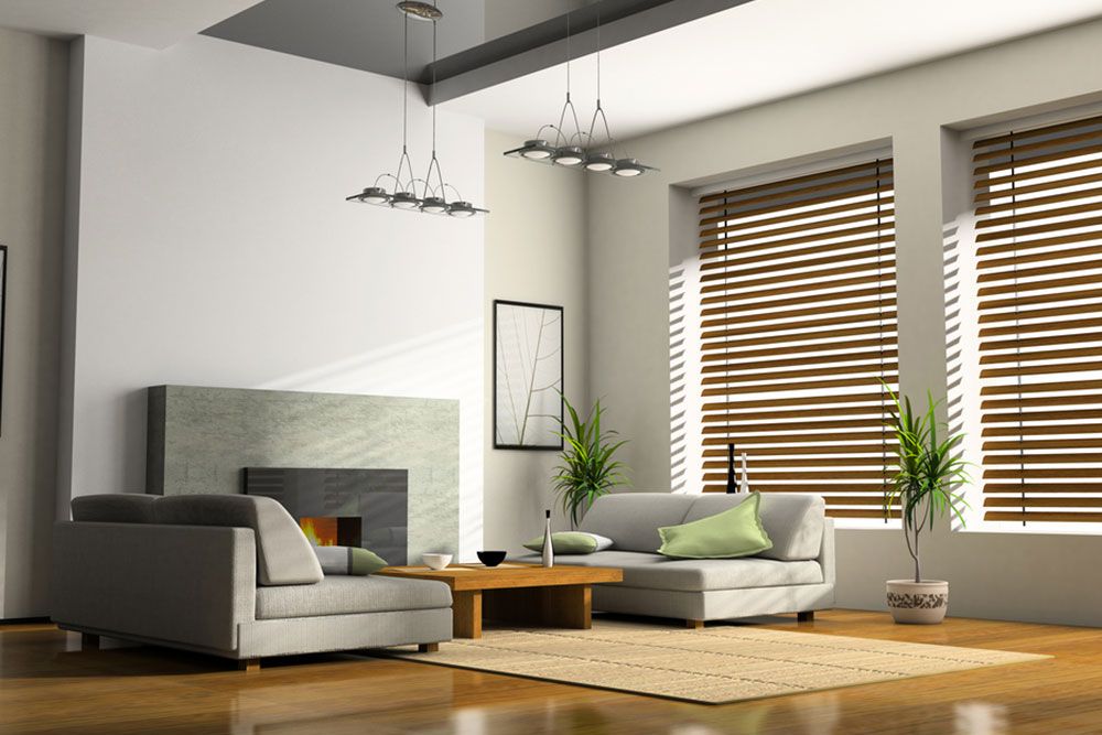Stylish blinds in a living room